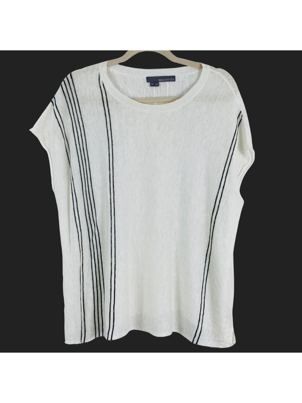 360Sweater Womens XS White 100% Linen Oversized Cap Sleeve Sweater Beachy Lagom